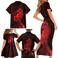 Aotearoa Mana Wahine Family Matching Short Sleeve Bodycon Dress and Hawaiian Shirt The Spiritual Power Of Women LT05 - Polynesian Pride