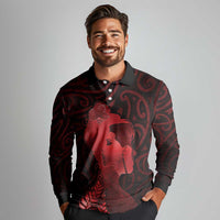 Aotearoa Mana Wahine Long Sleeve Polo Shirt The Spiritual Power Of Women LT05 - Polynesian Pride