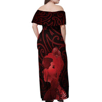 Aotearoa Mana Wahine Off Shoulder Maxi Dress The Spiritual Power Of Women LT05 - Polynesian Pride
