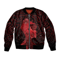 Aotearoa Mana Wahine Sleeve Zip Bomber Jacket The Spiritual Power Of Women LT05 Unisex Red - Polynesian Pride