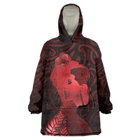 Aotearoa Mana Wahine Wearable Blanket Hoodie The Spiritual Power Of Women LT05 One Size Red - Polynesian Pride