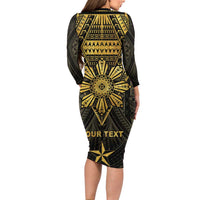Personalised Philippines Independence Day Family Matching Long Sleeve Bodycon Dress and Hawaiian Shirt Filipinos Sun Star Tribal LT05 - Polynesian Pride