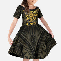 Personalised Philippines Independence Day Kid Short Sleeve Dress Filipinos Sun Star Tribal