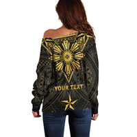 Personalised Philippines Independence Day Off Shoulder Sweater Filipinos Sun Star Tribal