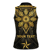 Personalised Philippines Independence Day Women Sleeveless Polo Shirt Filipinos Sun Star Tribal LT05 - Polynesian Pride