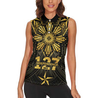 Personalised Philippines Independence Day Women Sleeveless Polo Shirt Filipinos Sun Star Tribal LT05 - Polynesian Pride