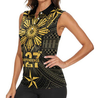 Personalised Philippines Independence Day Women Sleeveless Polo Shirt Filipinos Sun Star Tribal LT05 - Polynesian Pride