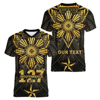 Personalised Philippines Independence Day Women V-Neck T-Shirt Filipinos Sun Star Tribal LT05 - Polynesian Pride