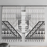 Kiribati Gospel Day Window Curtain Coat Of Arms Polynesian Pattern LT05 With Hooks White - Polynesian Pride