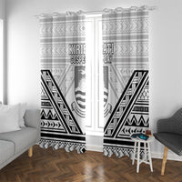 Kiribati Gospel Day Window Curtain Coat Of Arms Polynesian Pattern LT05 With Grommets White - Polynesian Pride