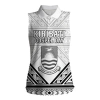 Personalised Kiribati Gospel Day Women Sleeveless Polo Shirt Coat Of Arms Polynesian Pattern LT05 Female White - Polynesian Pride