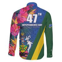 Solomon Islands Independence Day Family Matching Long Sleeve Bodycon Dress and Hawaiian Shirt Coat Of Arms With Tropical Flowers LT05 - Polynesian Pride