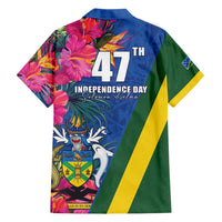 Solomon Islands Independence Day Family Matching Short Sleeve Bodycon Dress and Hawaiian Shirt Coat Of Arms With Tropical Flowers LT05 - Polynesian Pride