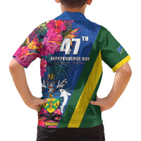 Solomon Islands Independence Day Family Matching Tank Maxi Dress and Hawaiian Shirt Coat Of Arms With Tropical Flowers LT05 - Polynesian Pride