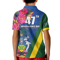 Solomon Islands Independence Day Kid Polo Shirt Coat Of Arms With Tropical Flowers LT05 - Polynesian Pride