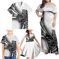Solomon Islands Nguzunguzu Family Matching Off Shoulder Maxi Dress and Hawaiian Shirt Polynesian Tribal Pattern LT05 - Polynesian Pride