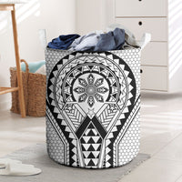 Philippines Batok Tribal Inspired Tattoo White Laundry Basket LT05 White - Polynesian Pride
