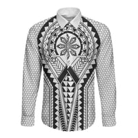 Philippines Batok Tribal Inspired Tattoo White Long Sleeve Button Shirt LT05 Unisex White - Polynesian Pride
