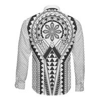 Philippines Batok Tribal Inspired Tattoo White Long Sleeve Button Shirt LT05 - Polynesian Pride