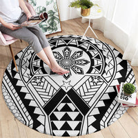 Philippines Batok Tribal Inspired Tattoo White Round Carpet LT05 - Polynesian Pride
