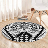 Philippines Batok Tribal Inspired Tattoo White Round Carpet LT05 - Polynesian Pride