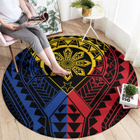 Philippines Batok Tribal Inspired Tattoo Round Carpet LT05 - Polynesian Pride
