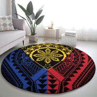 Philippines Batok Tribal Inspired Tattoo Round Carpet LT05 - Polynesian Pride