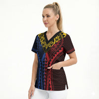 Philippines Batok Tribal Inspired Tattoo Scrub Top LT05 - Polynesian Pride