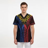 Philippines Batok Tribal Inspired Tattoo Scrub Top LT05 - Polynesian Pride