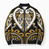 Custom Aotearoa Ngai Te Rangi Bomber Puffer Jacket Maori Tribal Pattern LT05 Unisex Gold - Polynesian Pride