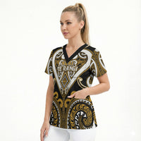 Custom Aotearoa Ngai Te Rangi Scrub Top Maori Tribal Pattern LT05 - Polynesian Pride