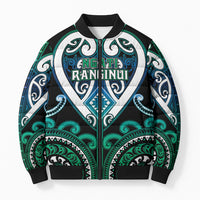 Custom Aotearoa Ngati Ranginui Bomber Puffer Jacket Maori Tribal Pattern LT05 Unisex Cyan - Polynesian Pride