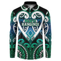 Custom Aotearoa Ngati Ranginui Button Sweatshirt Maori Tribal Pattern LT05 Cyan - Polynesian Pride