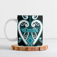 Custom Aotearoa Tapuika Ceramic Mug Maori Tribal Pattern LT05 Teal - Polynesian Pride