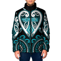 Custom Aotearoa Tapuika Padded Jacket Maori Tribal Pattern LT05 Men Teal - Polynesian Pride