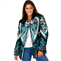 Custom Aotearoa Tapuika Padded Jacket Maori Tribal Pattern LT05 Women Teal - Polynesian Pride