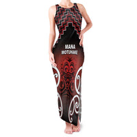 Personalised Aotearoa Mana Motuhake Family Matching Tank Maxi Dress and Hawaiian Shirt Poutama With Maori Pattern LT05 Mom's Dress Red - Polynesian Pride