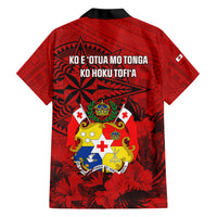 Tonga King Tupou I Day Family Matching Short Sleeve Bodycon Dress and Hawaiian Shirt Tropical Flowers With Ngatu Pattern LT05 - Polynesian Pride