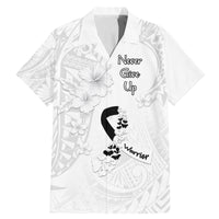 Lung Cancer Awareness Family Matching Mermaid Dress and Hawaiian Shirt Never Give Up Polynesian Style LT05 Dad's Shirt - Short Sleeve White - Polynesian Pride