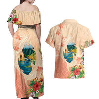 Hawaii Kauai Na Pali Coast Landscape Couples Matching Off Shoulder Maxi Dress and Hawaiian Shirt LT05 - Polynesian Pride