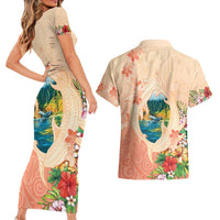 Hawaii Kauai Na Pali Coast Landscape Couples Matching Short Sleeve Bodycon Dress and Hawaiian Shirt LT05 - Polynesian Pride