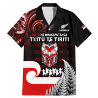 Aotearoa Toitu He Whakaputanga Family Matching Mermaid Dress and Hawaiian Shirt Toitu Te Tiriti O Waitangi LT05 Dad's Shirt - Short Sleeve Black - Polynesian Pride