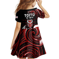 Aotearoa Toitu He Whakaputanga Family Matching Off Shoulder Short Dress and Hawaiian Shirt Toitu Te Tiriti O Waitangi LT05 - Polynesian Pride