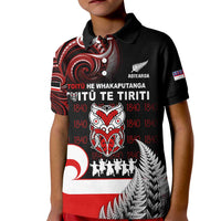 Aotearoa Toitu He Whakaputanga Kid Polo Shirt Toitu Te Tiriti O Waitangi LT05 Kid Black - Polynesian Pride