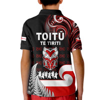 Aotearoa Toitu He Whakaputanga Kid Polo Shirt Toitu Te Tiriti O Waitangi LT05 - Polynesian Pride
