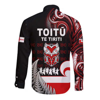 Aotearoa Toitu He Whakaputanga Long Sleeve Button Shirt Toitu Te Tiriti O Waitangi LT05 - Polynesian Pride
