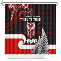 Aotearoa Toitu He Whakaputanga Shower Curtain Toitu Te Tiriti O Waitangi LT05 Black - Polynesian Pride