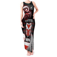 Aotearoa Toitu He Whakaputanga Tank Maxi Dress Toitu Te Tiriti O Waitangi LT05 Women Black - Polynesian Pride
