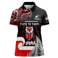 Aotearoa Toitu He Whakaputanga Women Polo Shirt Toitu Te Tiriti O Waitangi LT05 Female Black - Polynesian Pride