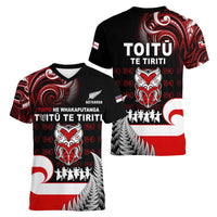 Aotearoa Toitu He Whakaputanga Women V-Neck T-Shirt Toitu Te Tiriti O Waitangi LT05 - Polynesian Pride